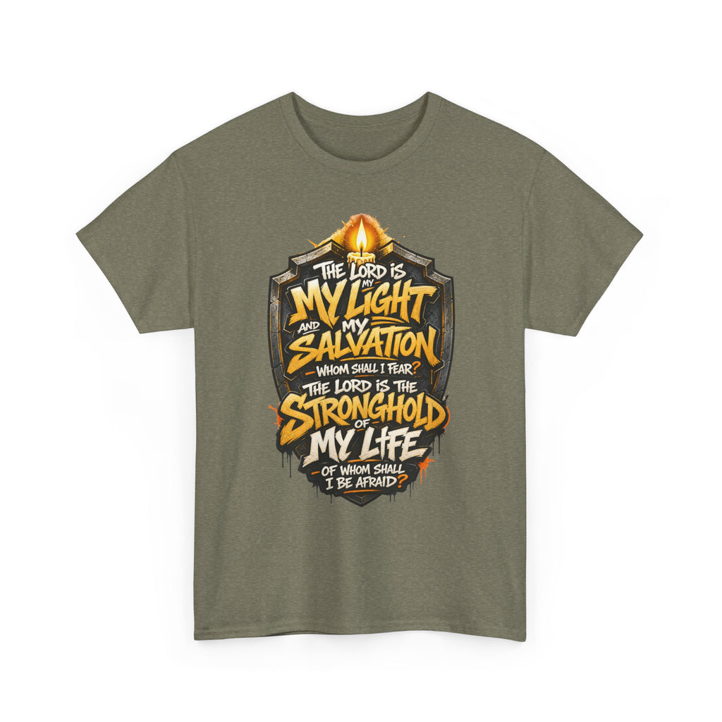 The Lord Is My Light Salvation Stronghold T-Shirt | Christian Scripture Tee