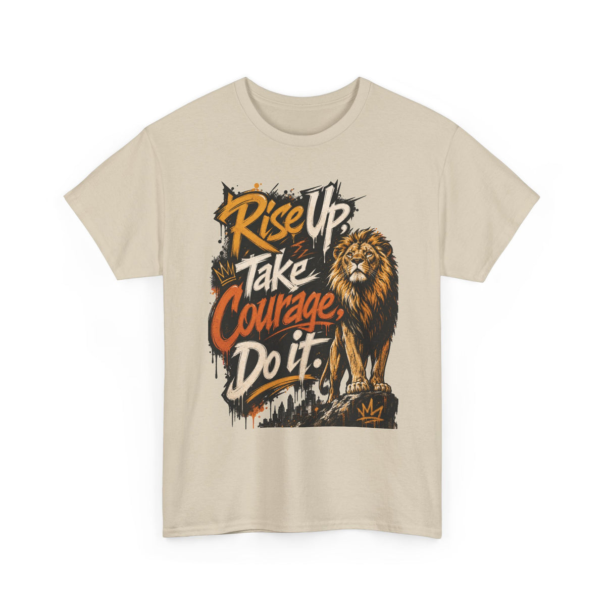 Rise Up Take Courage Do It Lion Tee | Motivational Typography, Vintage Lion Graphic