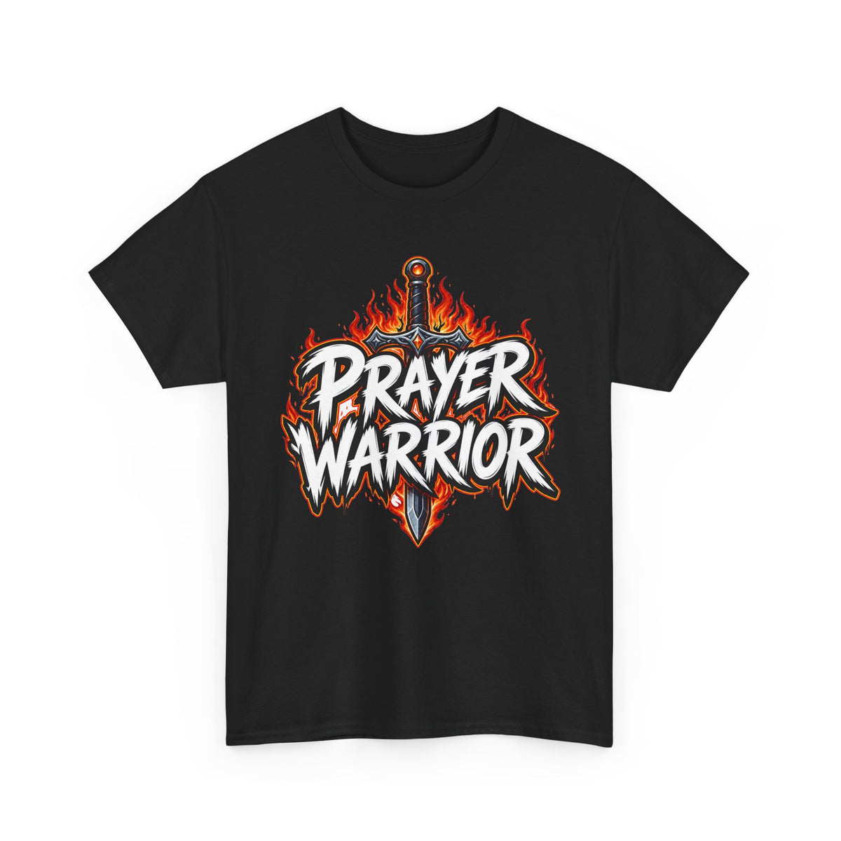 Prayer Warrior T-Shirt | Flaming Sword Christian faith shirt