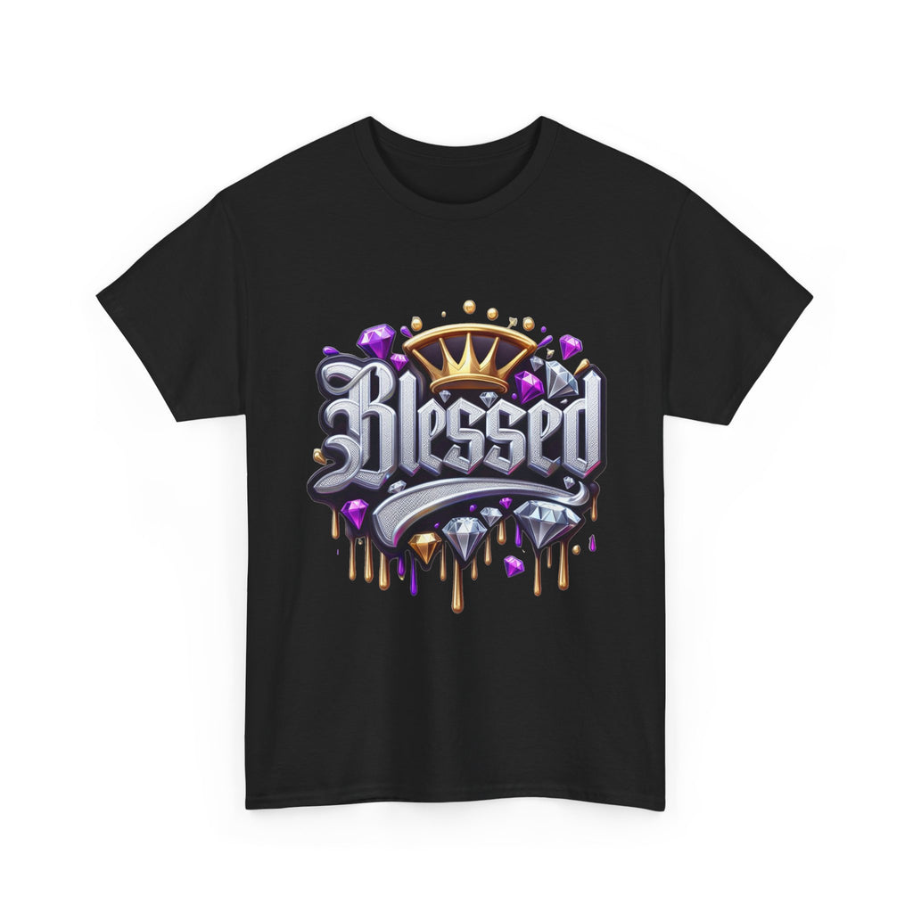 Blessed Crown Script Tee | Dripping Gems, Diamond Accent