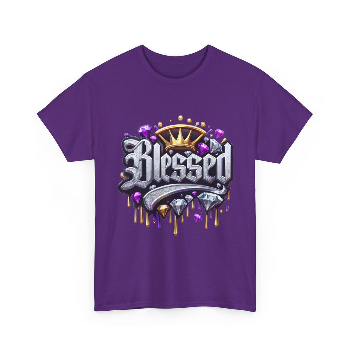 Blessed Crown Script Tee | Dripping Gems, Diamond Accent