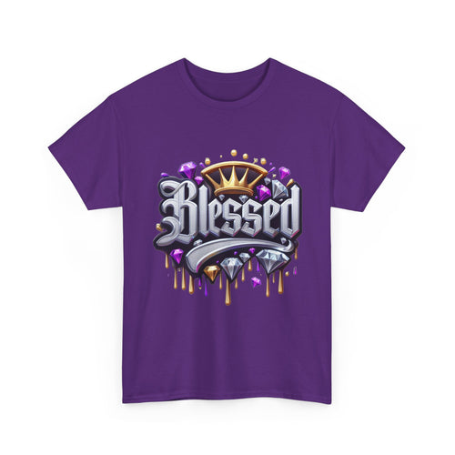 Blessed Crown Script Tee | Dripping Gems, Diamond Accent