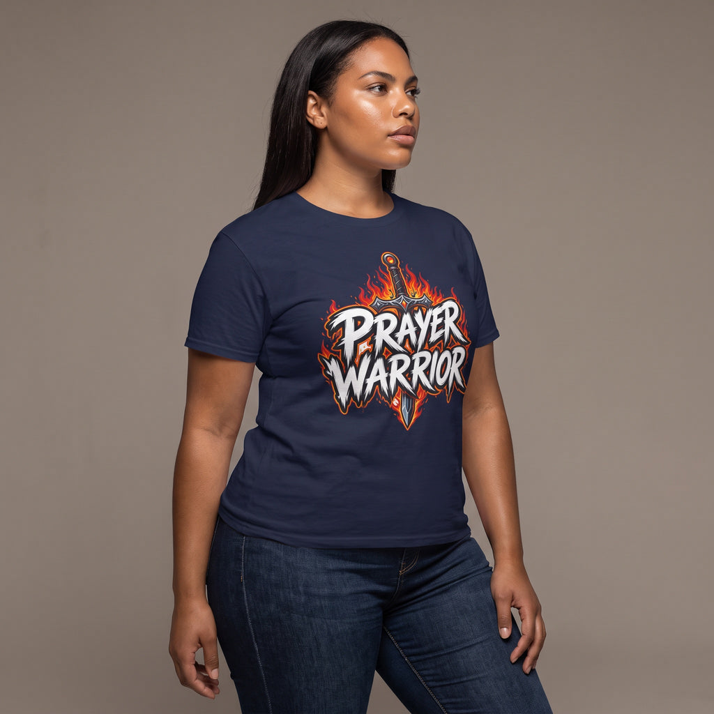 Prayer Warrior T-Shirt | Flaming Sword Christian faith shirt