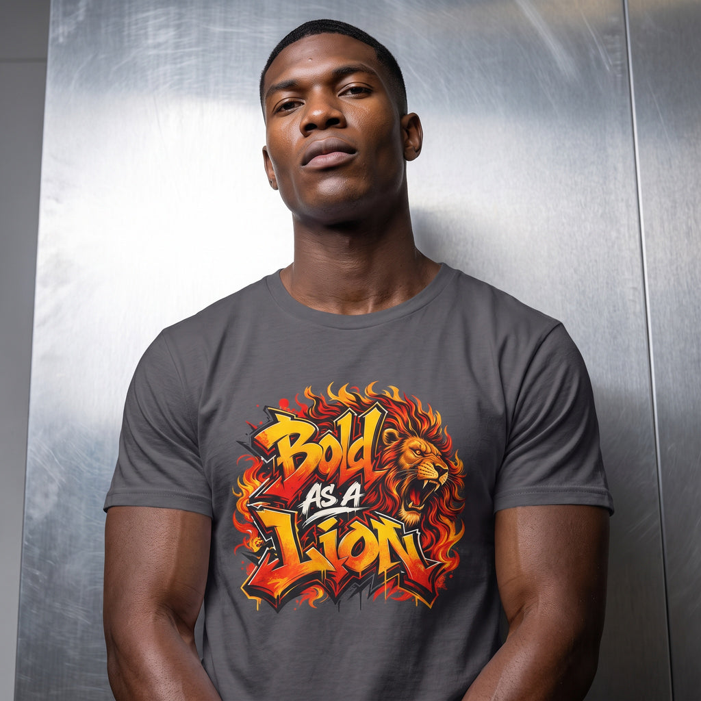 Bold As A Lion T-Shirt | Flaming Lion Graphic, Bold Typography