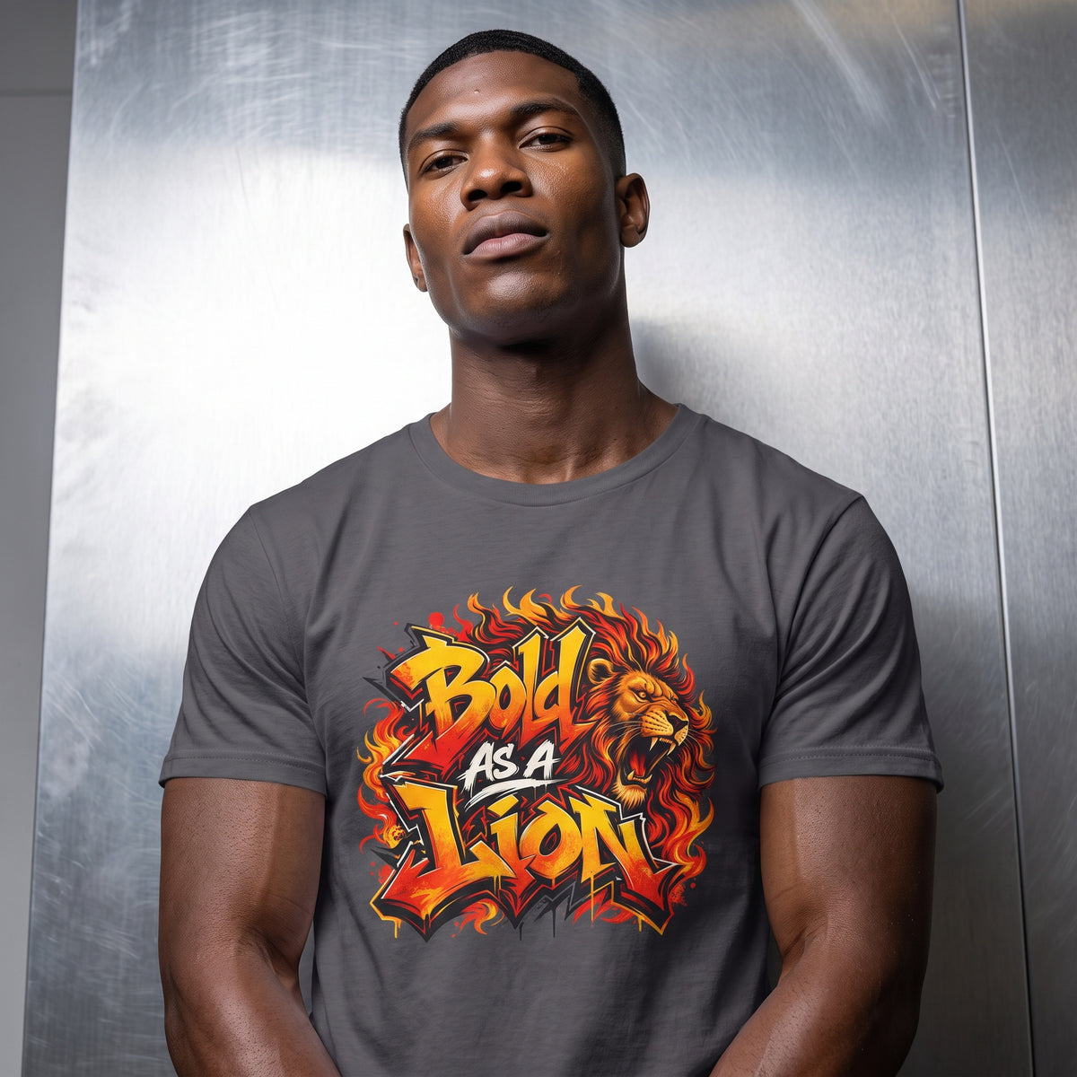 Bold As A Lion T-Shirt | Flaming Lion Graphic, Bold Typography