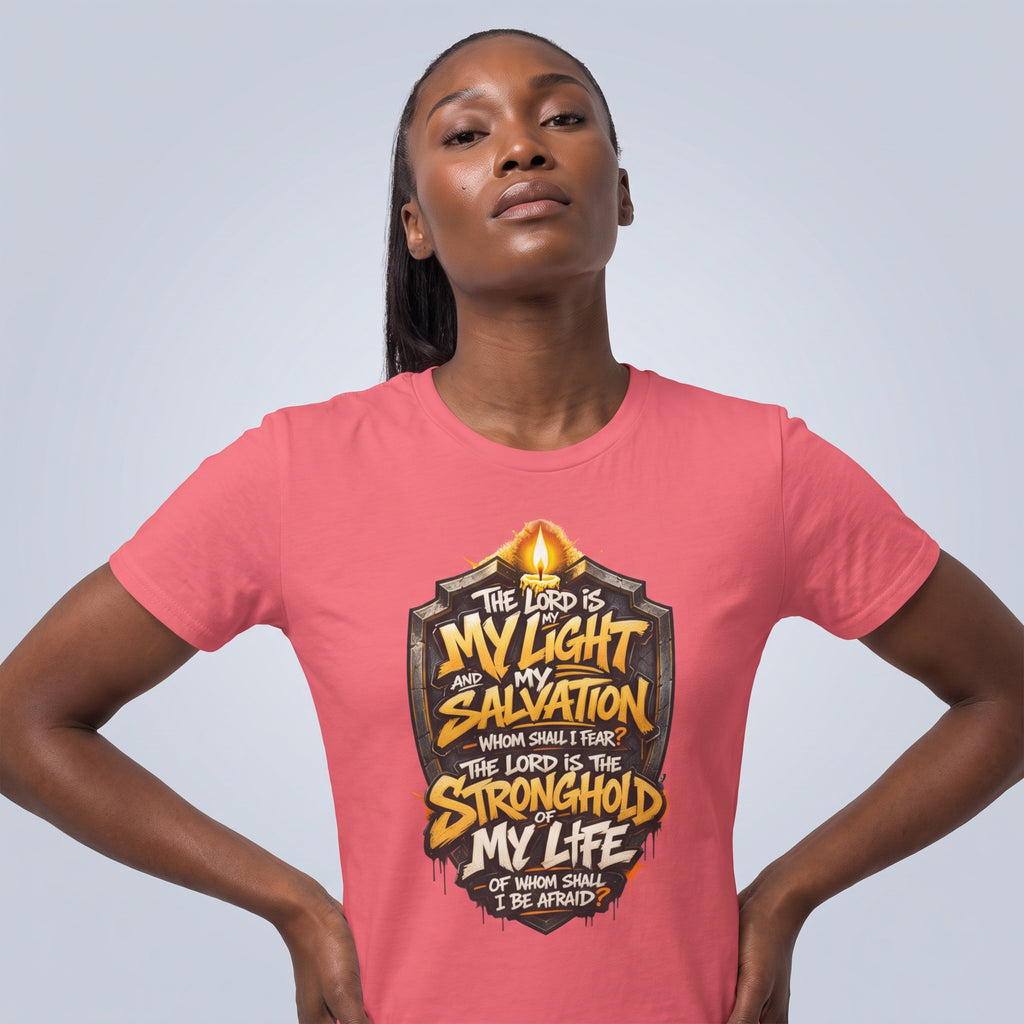 The Lord Is My Light Salvation Stronghold T-Shirt | Christian Scripture Tee