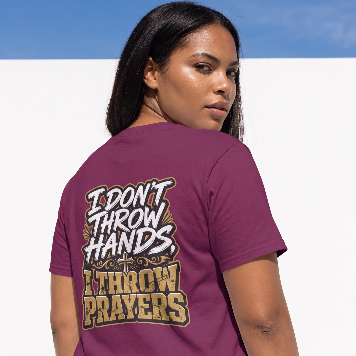 Prayer Gang T-Shirt | I Don’t Throw Hands I Throw Prayers graphic tee