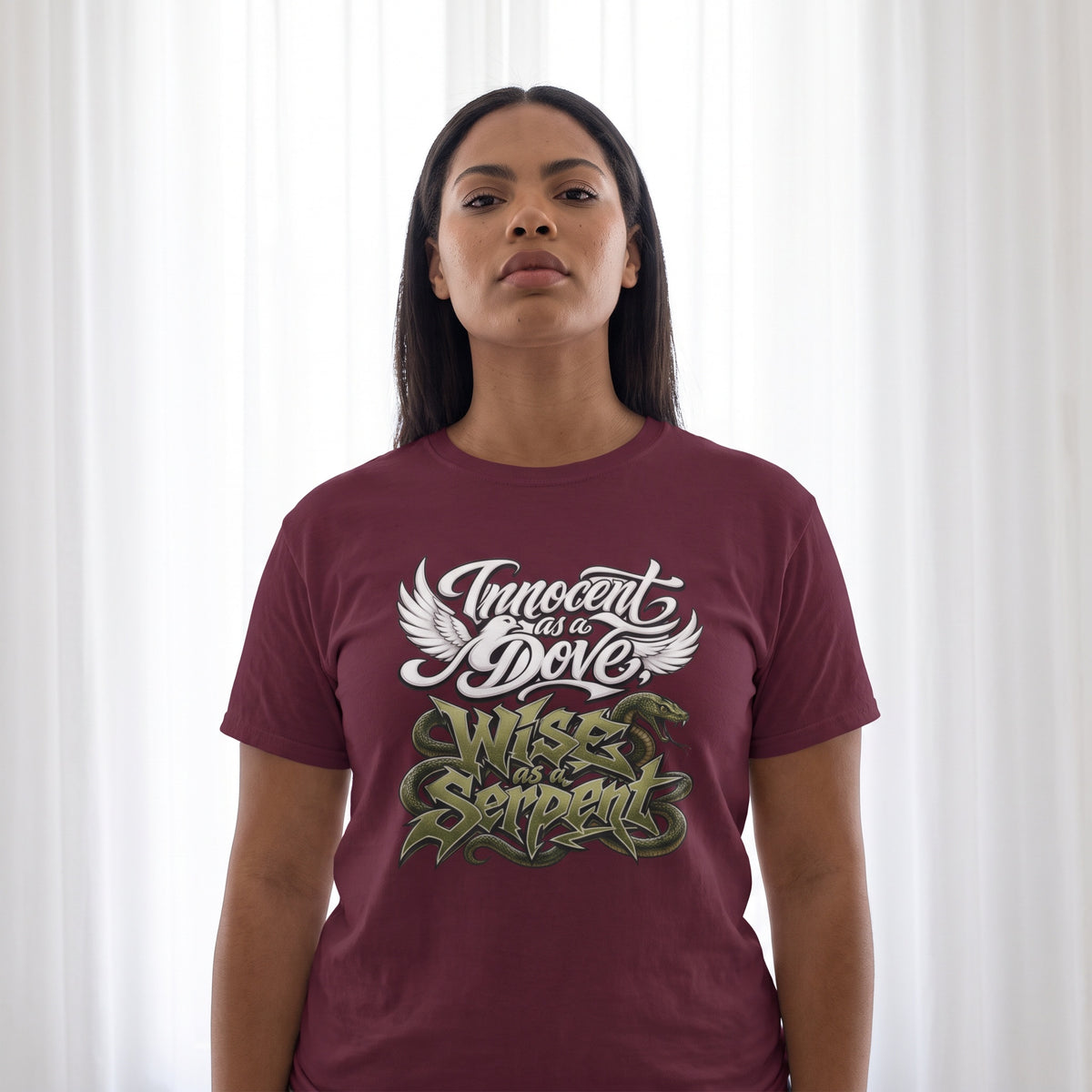 Matthew 10:16 T-Shirt | Script Wings Graffiti Typography
