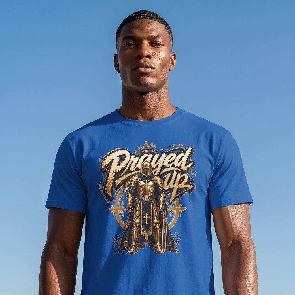 Prayed Up Knight Tee | Faith Christian Armor Typography