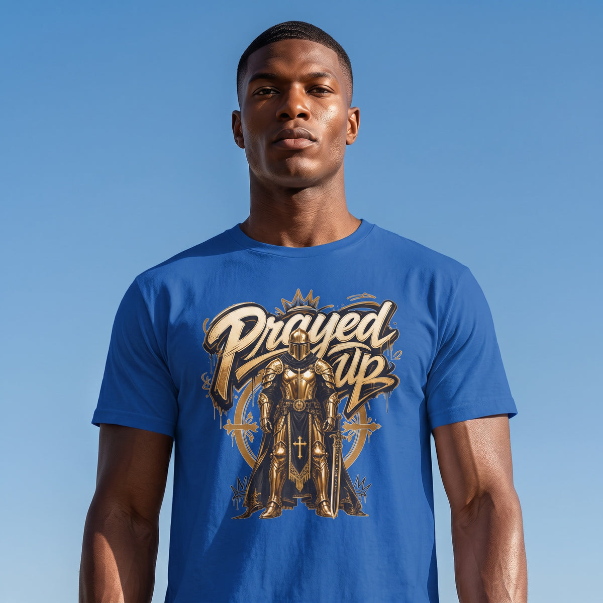 Prayed Up Knight Tee | Faith Christian Armor Typography