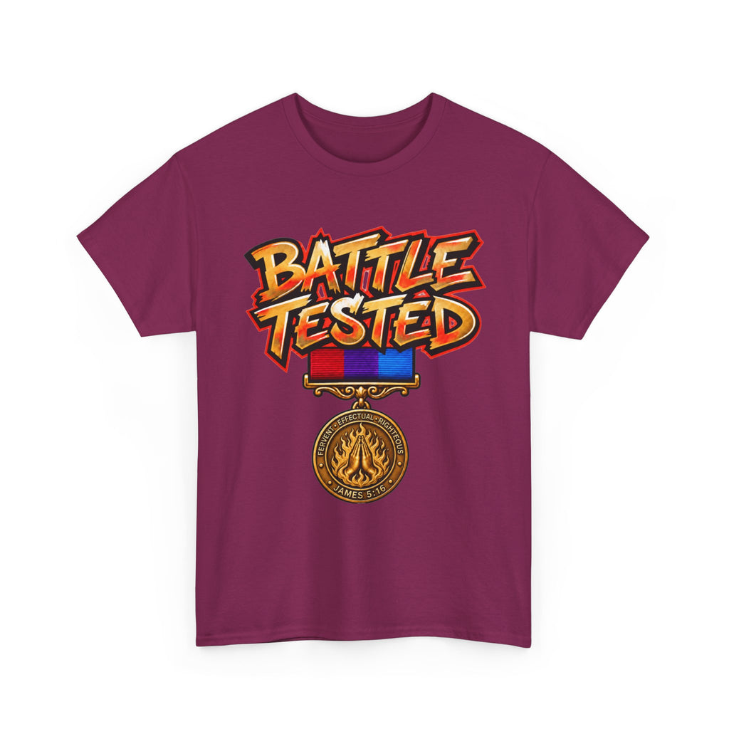 BATTLE TESTED Prayer Victory Tee | Military Medal Graphic Shirt