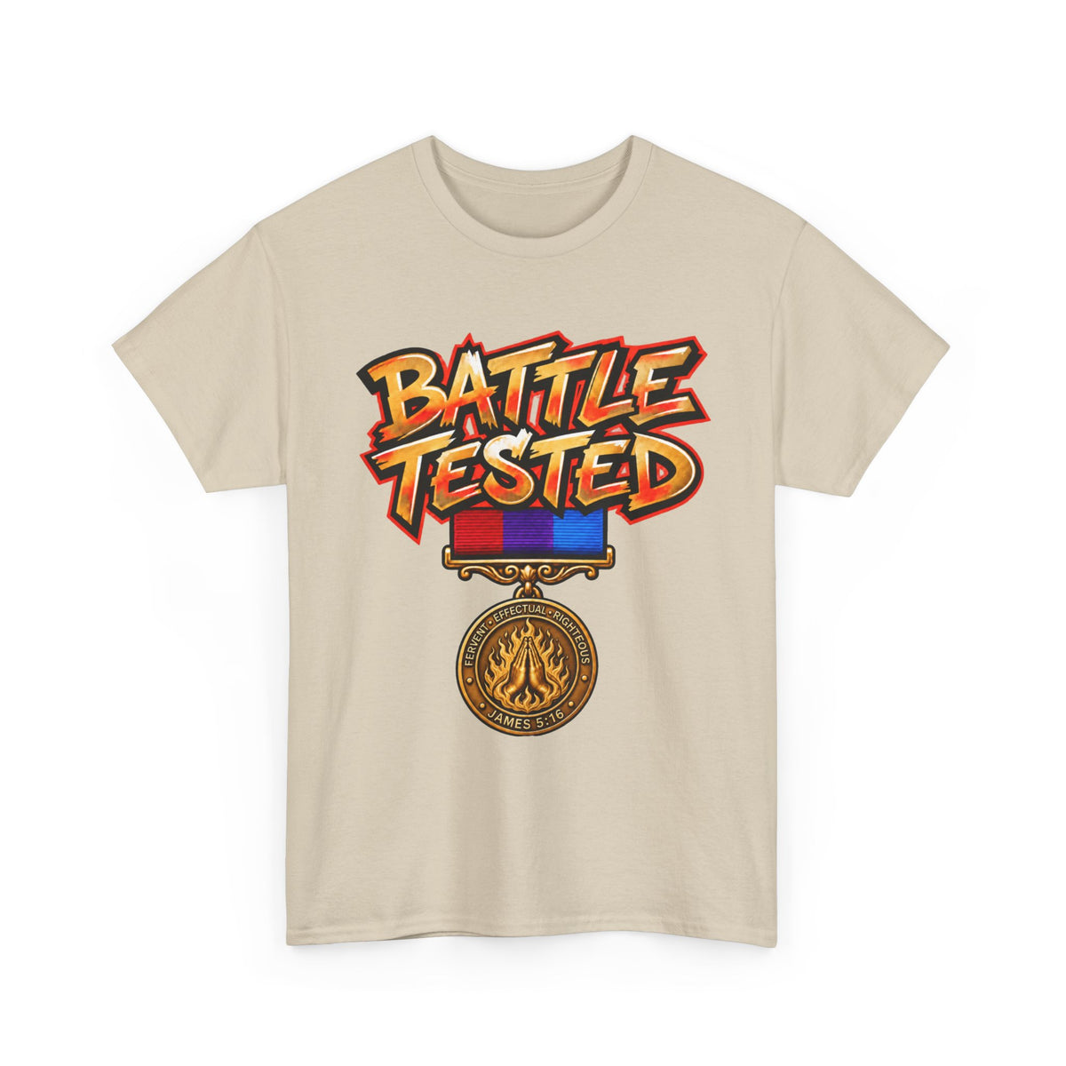 BATTLE TESTED Prayer Victory Tee | Military Medal Graphic Shirt